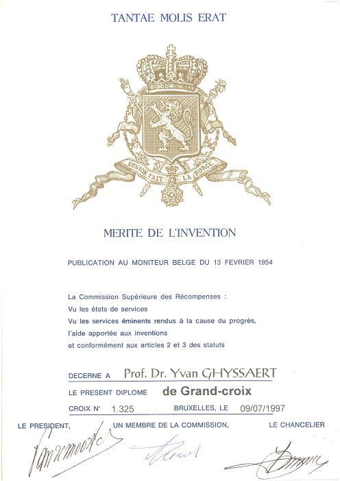 Gran Cruz del Orden Belga de Mérito 1997